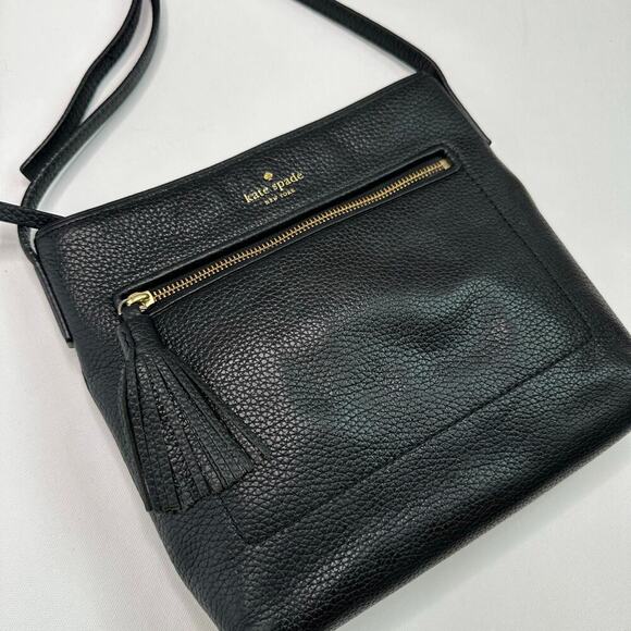 Kate Spade New York Black Pebble Leather Zip Top Crossbody Handbag - Picture 2 of 10